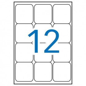APLI PACK DE 1.200 ETIQUETAS 63,5X72MM - 100 HOJAS POR 12 ETIQUETAS - ADHESIVO PERMANENTE - CANTOS ROMOS - BLANCO
