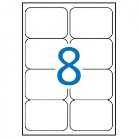 APLI PACK DE 800 ETIQUETAS RECTANGULARES 99,1X67,7MM - 100 HOJAS POR 8 ETIQUETAS - ADHESIVO PERMANENTE - CANTOS ROMOS - BLANCO