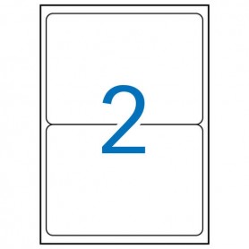 APLI PACK DE 200 ETIQUETAS RECTANGULARES 199.6X144.5MM - 100 HOJAS POR 2 ETIQUETAS - ADHESIVO PERMANENTE - CANTOS ROMOS - BLANCO
