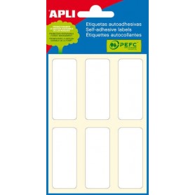 APLI PACK DE 36 ETIQUETAS 20X50MM - 6 HOJAS POR 6 ETIQUETAS - ADHESIVO PERMANENTE - CANTOS ROMOS - BLANCO