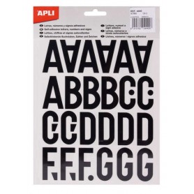 APLI LETRAS DE PALO MAYUSCULAS ADHESIVAS - ALTURA 40MM - PACK DE 5 HOJAS - NEGRO - FACIL IDENTIFICACION Y SEÑALIZACION