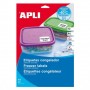 APLI PACK DE 650 ETIQUETAS ESPECIALES PARA CONGELADOR 38.1X21.2MM - 10 HOJAS POR 65 ETIQUETAS - ADHESIVO REMOVIBLE RESISTENTE HA