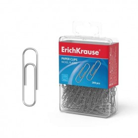 ERICHKRAUSE CAJA DE 200 CLIPS METALICOS NIQUELADOS 28MM - ALTA RESISTENCIA Y DURABILIDAD - RESISTENTES A LA CORROSION - PATA