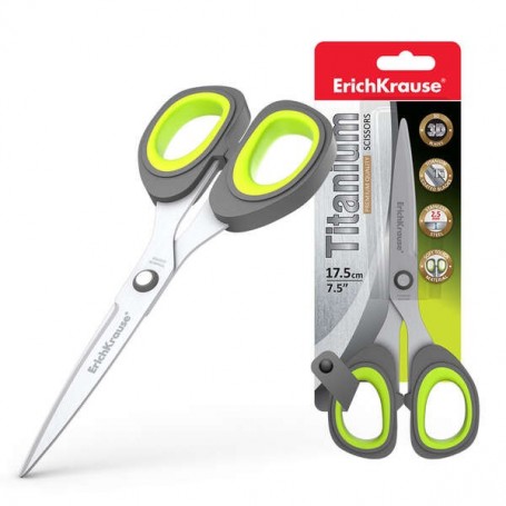 ERICHKRAUSE TITANIUM TIJERAS CON CUCHILLAS REVESTIDAS DE TITANIO 17.5CM - ALTA EFICIENCIA DE CORTE - RESISTENTE A LA CORROSION