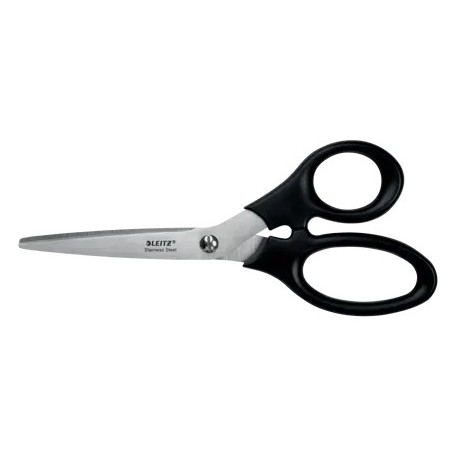 LEITZ TIJERAS DE ACERO INOXIDABLE 18.5CM - AGARRE ERGONOMICO - NEGRO