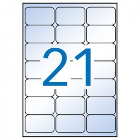 APLI PACK DE 210 ETIQUETAS TRANSPARENTES 63.5 X 38.1MM - 10 HOJAS POR 21 ETIQUETAS - ADHESIVO PERMANENTE - CANTOS ROMOS - TRANSP