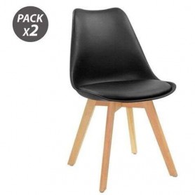 MUVIP DESIGN D200 PACK DE 2 SILLAS MULTIFUNCIONALES - ASIENTO ACOLCHADO - PATAS DE MADERA - USO EN INTERIOR - IDEAL PARA SALA DE
