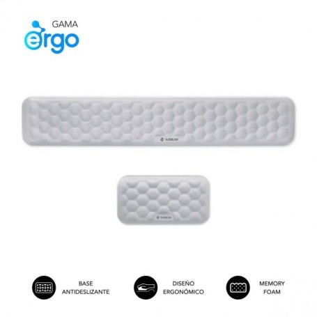 SUBBLIM PACK ERGO AIRPADDING REPOSAMUÑECAS PARA TECLADO Y RATON - ESPUMA VISCOELASTICA 65D - TEJIDO AIRMESH TRANSPIRABLE - B