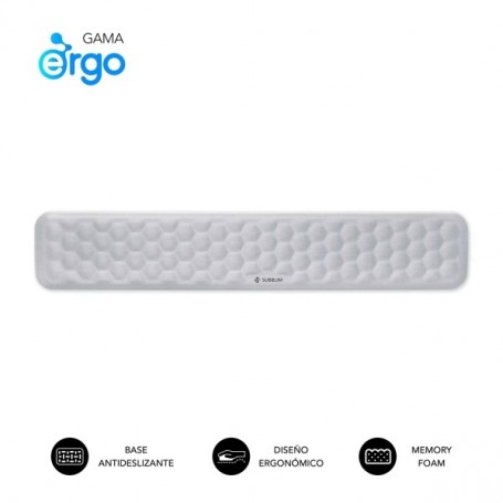 SUBBLIM ERGO AIRPADDING REPOSAMUÑECAS PARA TECLADO - ESPUMA VISCOELASTICA 65D - TEJIDO AIRMESH TRANSPIRABLE - BASE ANTIDESLI