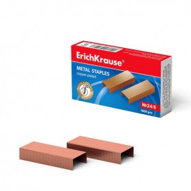 ERICHKRAUSE CAJA DE 1000 GRAPAS COBREADAS 24/6 - ALTA CALIDAD Y RESISTENCIA MEJORADA - RESISTENTE A LA CORROSION - COBRE