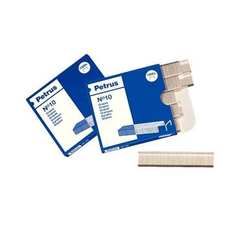 PETRUS CAJA DE 1000 GRAPAS Nº10 GALVANIZADAS - HASTA 10 HOJAS - PATILLA DE 4MM