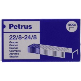 PETRUS CAJA DE 1000 GRAPAS 22/8-24/8 COBREADAS - HASTA 40 HOJAS - PATILLA DE 8MM