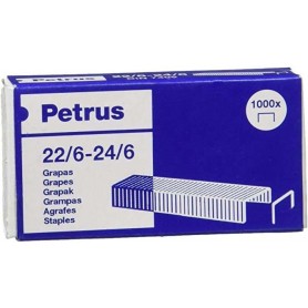 PETRUS GRAPAS 22/6 GALVANIZADAS - HASTA 30 HOJAS - CAJA DE 1000 GRAPAS - PATILLA DE 6MM