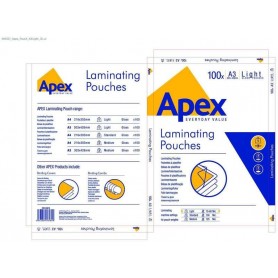 FELLOWES APEX PACK DE 100 FUNDAS PARA PLASTIFICAR BRILLO A3 - 75 MICRAS - ALTA CALIDAD - TRANSPARENTE