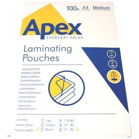 FELLOWES PACK DE 100 FUNDAS PARA PLASTIFICAR BRILLO A4 - 125 MICRAS - RESISTENTE AL AGUA - TRANSPARENTE