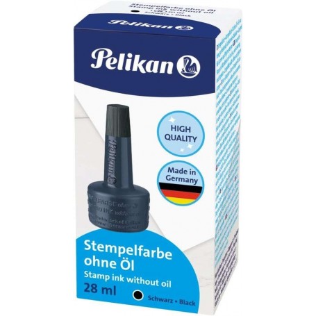 PELIKAN BOTE DE TINTA PARA TAMPONES 28ML - SIN ACEITE - SECADO RAPIDO - RESISTENTE AL AGUA - NEGRO