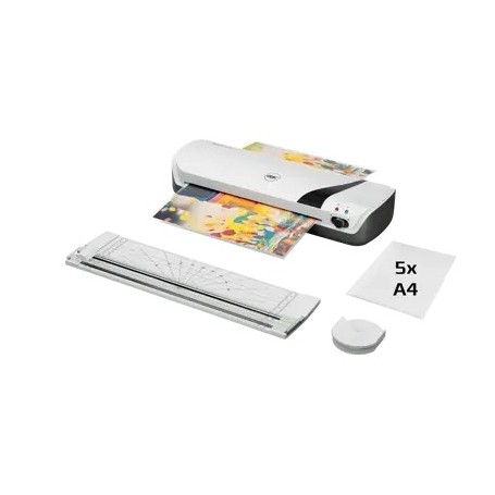 GBC INSPIRE+ A4 SET DE PLASTIFICADORA + RECORTADORA DE ESQUINAS + CIZALLA + PAQUETE DE 5 BOLSAS DE PLASTIFICACION A4 - HASTA TAM