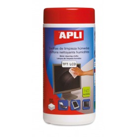 APLI TOALLITAS HUMEDAS ANTI-ESTATICAS - 100 UNIDADES - LIMPIEZA Y MEJORA DEL RENDIMIENTO DE EQUIPOS ELECTRONICOS - IDEAL PARA PA