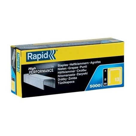 RAPID CAJA DE 5000 GRAPAS 13/8 - ALAMBRE DURO DE ALTO RENDIMIENTO - PATILLA DE 8MM
