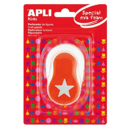 APLI PERFORADORA ESTRELLA - FIGURA DE 25.4MM - PERFORA PAPEL, CARTON, CARTULINA Y GOMA EVA DE HASTA 2MM - DEPOSITO DE FACIL APER