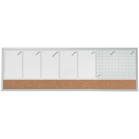 NOBO PLANIFICADOR SEMANAL DE PIZARRA MAGNETICA PEQUEÑA 585X190MM - TIRA DE CORCHO - ALMOHADILLAS ADHESIVAS E IMANES PARA MON