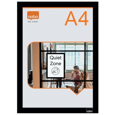 NOBO PACK DE 2 MARCOS AUTOADHESIVOS MAGNETICOS EN FORMATO A4 - COLOCACION EN VERTICAL U HORIZONTAL - MARCO DE COLOR NEGRO