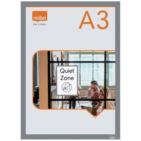 NOBO PACK DE 2 MARCOS AUTOADHESIVOS MAGNETICOS EN FORMATO A3 - COLOCACION EN VERTICAL U HORIZONTAL - MARCO DE COLOR PLATEADO