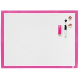 NOBO PIZARRA BLANCA MAGNETICA 585X430MM - INCLUYE MINI ROTULADOR DE PIZARRA, IMANES ESTAMPADOS Y BORRADOR - FUCSIA
