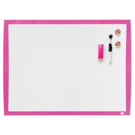 NOBO PIZARRA BLANCA MAGNETICA 585X430MM - INCLUYE MINI ROTULADOR DE PIZARRA, IMANES ESTAMPADOS Y BORRADOR - FUCSIA