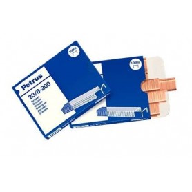 PETRUS GRAPAS 23/6-200 COBREADAS - HASTA 20 HOJAS - CAJA DE 1000 GRAPAS - PATILLA DE 6MM