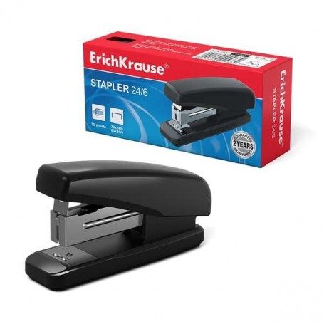ERICHKRAUSE CLASSIC MINIGRAPADORA - GRAPA HASTA 25 HOJAS - PARA GRAPAS 24/6, 26/6 - PLASTICO RESISTENTE A GOLPES - MECANISMO DE 