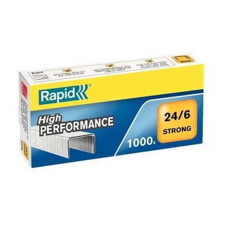 RAPID STRONG CAJA DE 1000 GRAPAS 24/6 - HASTA 30 HOJAS - ALAMBRE REFORZADO GALVANIZADO - PATILLA DE 6MM