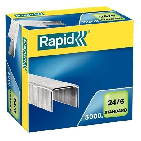 RAPID CONFORT CAJA DE 5000 GRAPAS 24/6 - HASTA 20 HOJAS - ALAMBRE FLEXIBLE - PATILLA DE 6MM