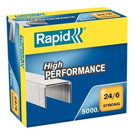 RAPID STRONG CAJA DE 5000 GRAPAS 24/6 - HASTA 30 HOJAS - ALAMBRE REFORZADO GALVANIZADO - PATILLA DE 6MM