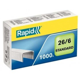 RAPID CONFORT CAJA DE 1000 GRAPAS 26/6 - HASTA 20 HOJAS - ALAMBRE FLEXIBLE GALVANIZADO - PATILLA DE 6MM