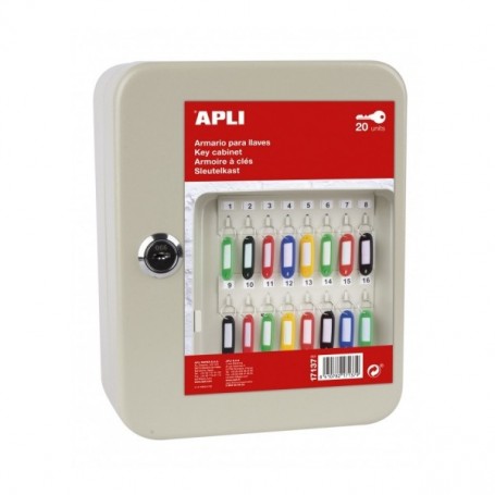 APLI ARMARIO PORTA LLAVES CON CIERRE - 20 POSICIONES - IDEAL PARA OFICINAS Y ALMACENES - ORGANIZACION Y ACCESO FACIL - NO INCLUY