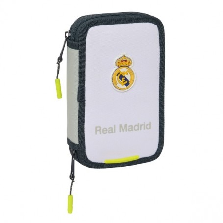 SAFTA REAL MADRID 1ª EQUIPACION 24/25 PLUMIER 28 PCS - 2 COMPARTIMENTOS - 28 PIEZAS - 12.5X19.5X4CM - BLANCO/NEGRO