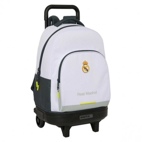 SAFTA REAL MADRID COMPACT MOCHILA CON CARRO INTEGRADO - PORTABOTELLAS - EXTRAIBLE PARA LIMPIEZA - CARRO DE PP, ACERO Y PVC - 33X
