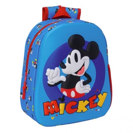 SAFTA MICKEY MOUSE MOCHILA - ASA DE MANO - PORTABOTELLAS LATERAL - 27X33X10CM - AZUL
