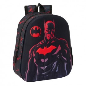 SAFTA BATMAN MOCHILA 3D - ASA DE MANO - PORTABOTELLAS LATERAL - 27X33X10CM - NEGRO