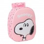 SAFTA SNOOPY MOCHILA 3D DE 8.64L - PORTABOTELLAS - TARJETA DE IDENTIFICACION PERSONAL - HOMBRERAS ACOLCHADAS - 27X33X10CM - ROSA