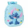 SAFTA STITCH MOCHILA 3D DE 8.64L - PORTABOTELLAS - TARJETA DE IDENTIFICACION PERSONAL - HOMBRERAS ACOLCHADAS - 27X33X10CM - AZUL