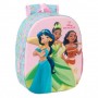 SAFTA PRINCESAS DISNEY MOCHILA 3D DE 8.64L - PORTABOTELLAS - TARJETA DE IDENTIFICACION PERSONAL - HOMBRERAS ACOLCHADAS - 27X33X1
