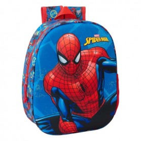 SAFTA SPIDER-MAN MOCHILA 3D DE 8.64L - PORTABOTELLAS - TARJETA DE IDENTIFICACION PERSONAL - HOMBRERAS ACOLCHADAS - 27X33X10CM - 