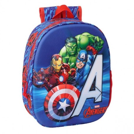 SAFTA AVENGERS MOCHILA 3D DE 8.64L - PORTABOTELLAS - TARJETA DE IDENTIFICACION PERSONAL - HOMBRERAS ACOLCHADAS - 27X33X10CM - RO