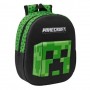 SAFTA MINECRAFT MOCHILA 3D - ASA DE MANO - PORTABOTELLAS LATERAL - 27X33X10CM - NEGRO/VERDE