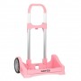 SAFTA EVOLUTION CARRO PORTAMOCHILAS- SUJECION UNIVERSAL - RUEDAS DE 14CM ANTIVIBRACION - ALUMINIO/PP - 40X85X28CM - ROSA