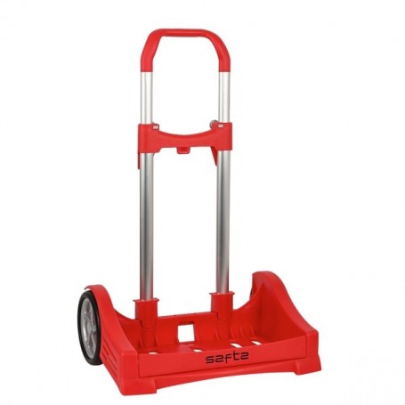 SAFTA EVOLUTION CARRO PORTAMOCHILAS- SUJECION UNIVERSAL - RUEDAS DE 14CM ANTIVIBRACION - ALUMINIO/PP - 40X85X28CM - ROJO