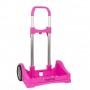 SAFTA EVOLUTION CARRO PORTAMOCHILAS- SUJECION UNIVERSAL - RUEDAS DE 14CM ANTIVIBRACION - ALUMINIO/PP - 40X85X28CM - MAGENTA