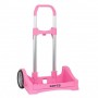 SAFTA EVOLUTION CARRO PORTAMOCHILAS- SUJECION UNIVERSAL - RUEDAS DE 14CM ANTIVIBRACION - ALUMINIO/PP - 40X85X28CM - ROSA